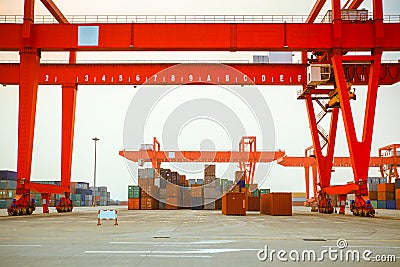 Container yard Stock Photo