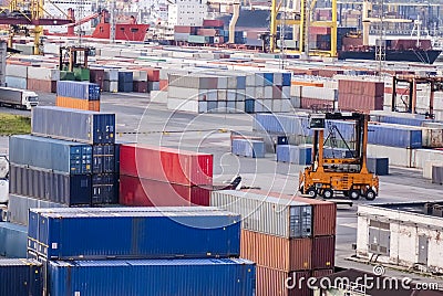 Containers, cargo, shipping, forklift... Stock Photo