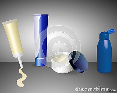 Containers of lotions or cream Stock Photo