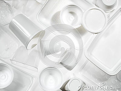 Containers of plastic and polystyrene Stock Photo