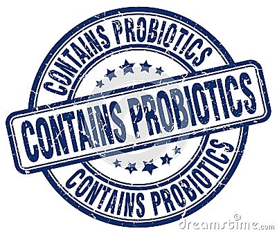 contains probiotics blue stamp Vector Illustration