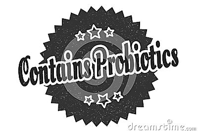 contains probiotics sign. contains probiotics vintage retro label. Vector Illustration