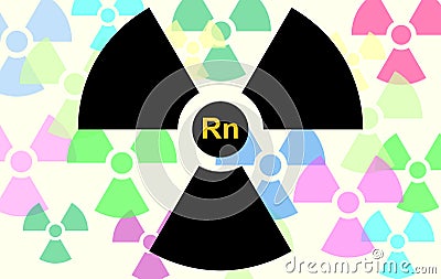 Illustration, graph of Radon, a noble and highly dangerous natural gas in closed spaces. Banner with soft tones of background with Stock Photo