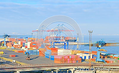 Conteiner Odessa commercial sea port Stock Photo