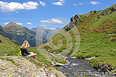 Contemplating the creek Stock Photo