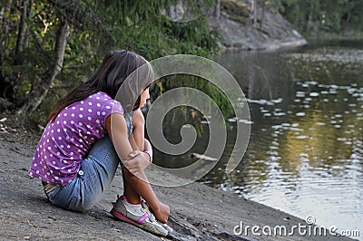 Contemplating girl Stock Photo