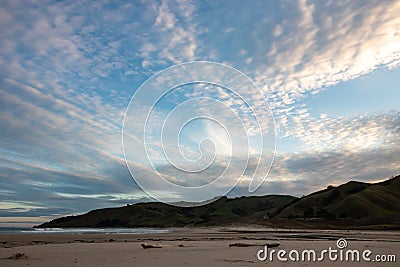 Colourful evening sky with unusual cloud formations Stock Photo