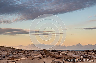 Colourful evening sky with unusual cloud formations Stock Photo