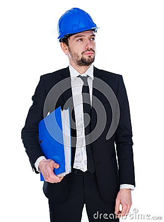 Contemplative young architect or engineer Stock Photo