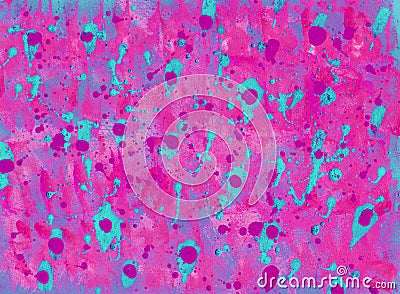 Contemporary abstract art illustration. Bright grungy colored paper texture with paint drops. Cartoon Illustration