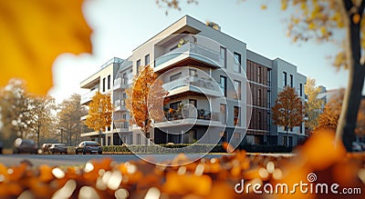 a contemporary apartment building on a street in sunny day Stock Photo