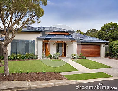 A contemporary Australian home or residential building front Stock Photo