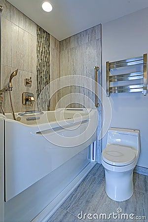 Contemporary bathroom design with Jacuzzi Walk-in Bathtub Stock Photo