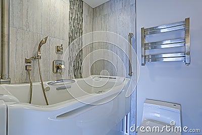 Contemporary bathroom design with Jacuzzi Walk-in Bathtub Stock Photo