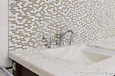 Contemporary bathroom sink and fixture Stock Photo