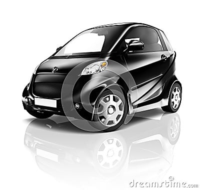 Contemporary Black Electric Shiny Car on White Stock Photo