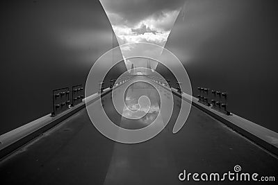 Contemporary black and white architecture object with rounded li Stock Photo