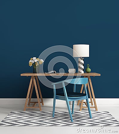 Contemporary blue home office Stock Photo