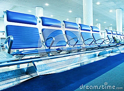 Contemporary blue spacious hallway Stock Photo