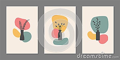 contemporary bohemian abstract plant wall decor Vector Illustration