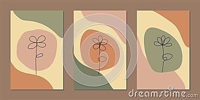 contemporary bohemian abstract plant wall decor Vector Illustration