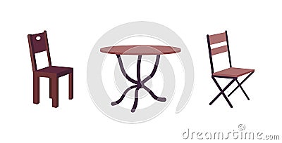 Contemporary cafe furniture flat color vector object set Vector Illustration