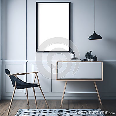 Sleek and Modern: White Interior Wall Mockup Chair Stock Photo