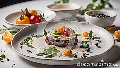 Contemporary Deconstructed Burger Stock Photo