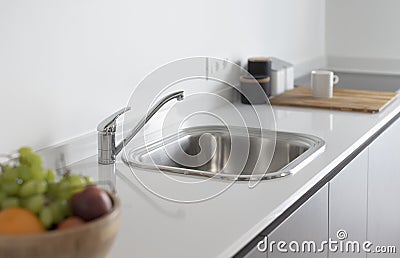 Contemporary design kitchen with fresh fruit Stock Photo