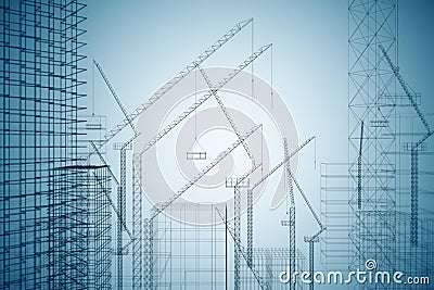Contemporary digital construction background Stock Photo