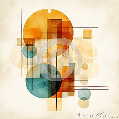 Contemporary Digital Watercolor Design With Bauhaus-inspired Elements Stock Photo