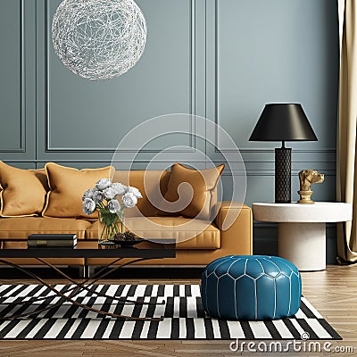 Contemporary elegant luxury living room Stock Photo