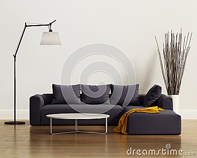 Contemporary elegant luxury purple sofa with cushions Stock Photo