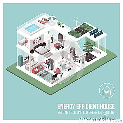 Contemporary energy efficient house interiors Vector Illustration