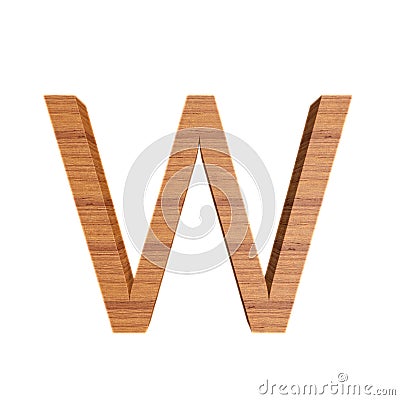 Capital wooden letter W, isolated over white background Stock Photo