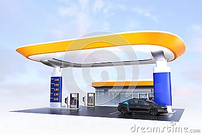 Contemporary EV charging station and gas station design for new energy supply concept Stock Photo