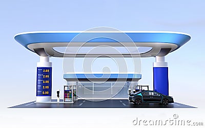 Contemporary EV charging station and gas station design for new energy supply concept Stock Photo