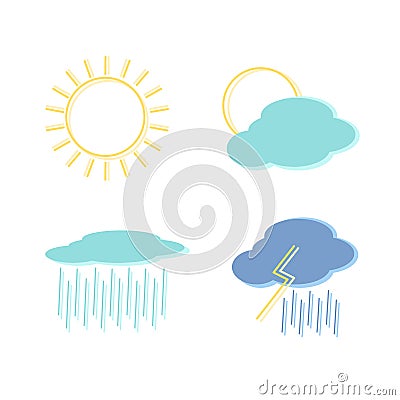 Contemporary flat icon design for weather forecast Vector Illustration