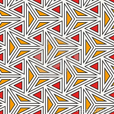 Contemporary geometric pattern. Repeated triangles, lines. Modern geo background. Linear seamless surface design Vector Illustration