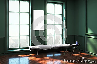 Contemporary green living-room with poster Stock Photo
