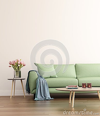 Contemporary green living room Stock Photo