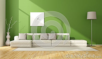 Contemporary green living room Stock Photo