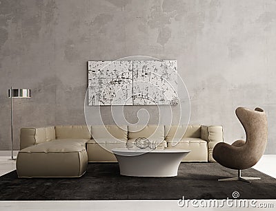 Contemporary grey living room interior Stock Photo