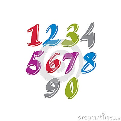 Contemporary handwritten vector digits. Vector Illustration