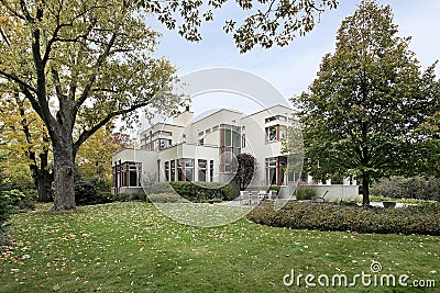 Contemporary home in fall Stock Photo