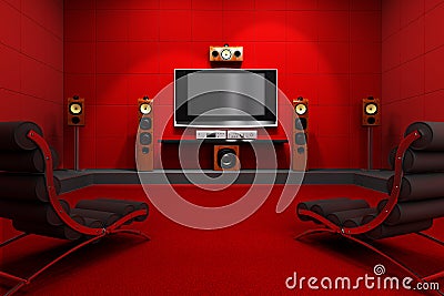 Contemporary Home Theater Stock Photo