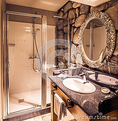 Contemporary hotel bathroom Editorial Stock Photo