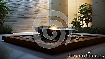 Modern indoor fountain with a contemporary design Stock Photo