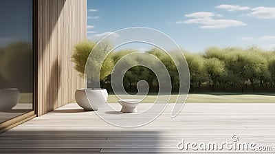 Contemporary Interior Design Background, Minimal Terrace, Design Idea Stock Photo