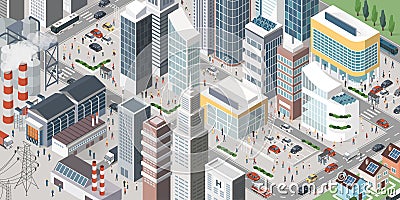 Contemporary isometric city Vector Illustration